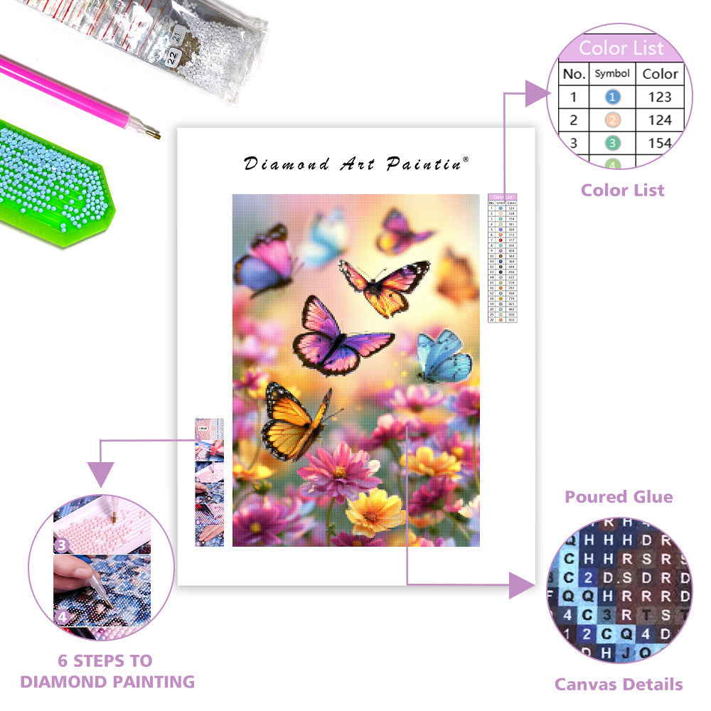 Butterfly Meadow - Diamond Painting