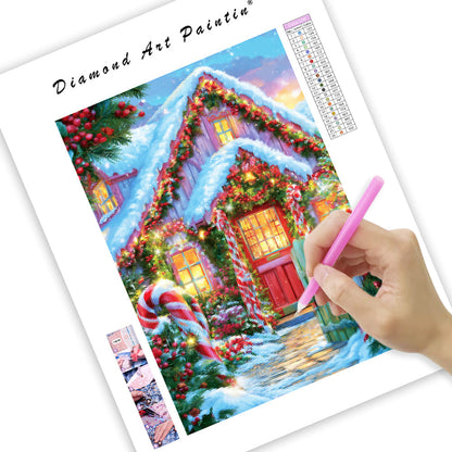 Candy Cane Cottage - Diamond Painting