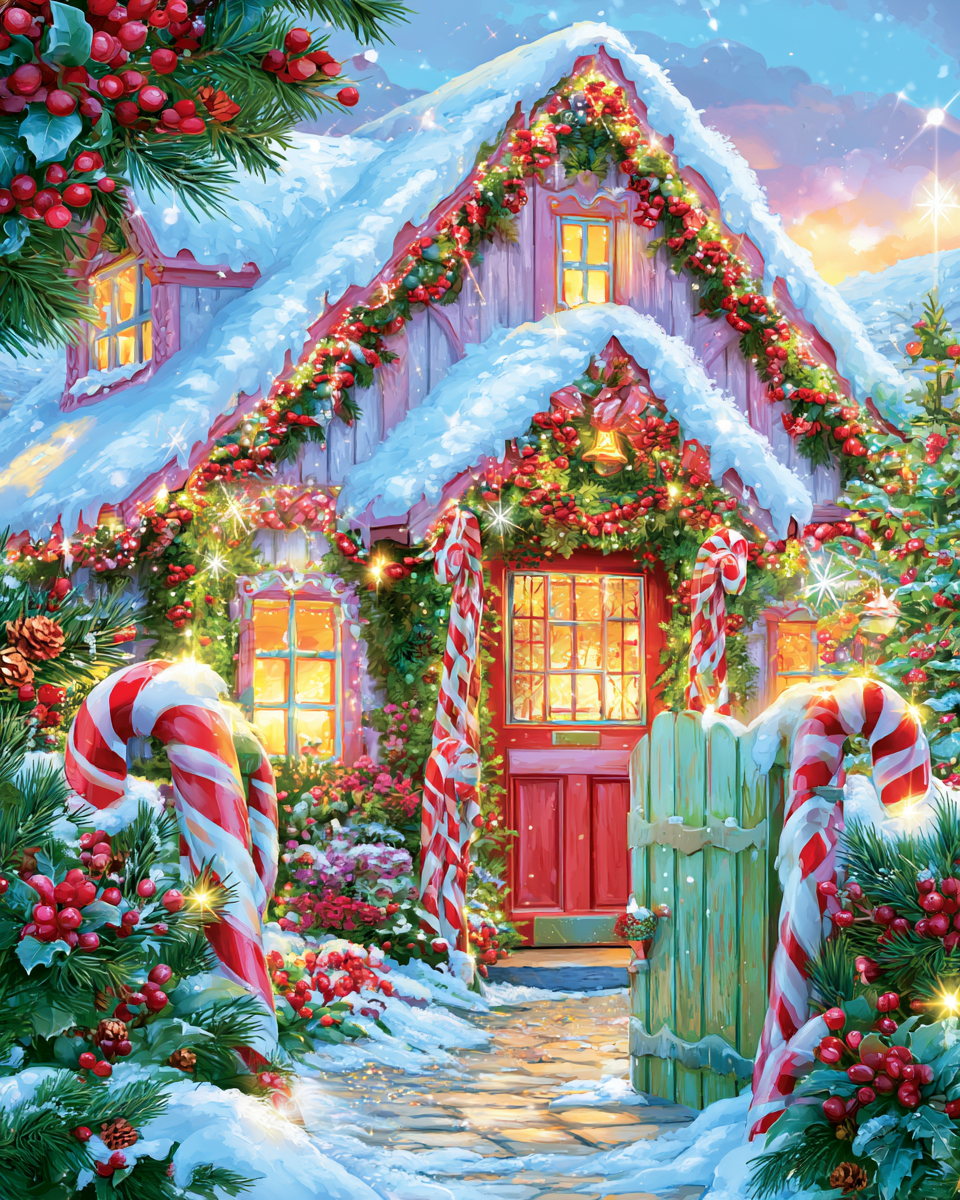 Candy Cane Cottage - Diamond Painting