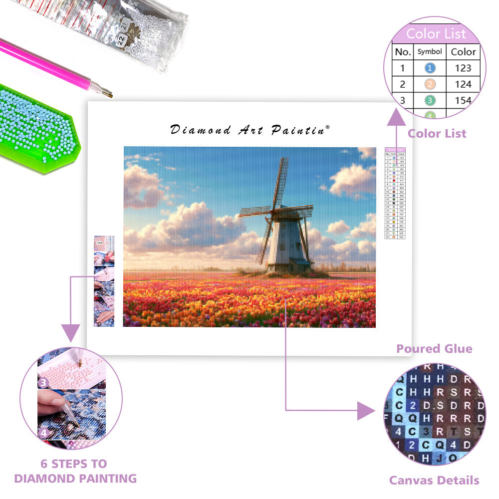 Countryside Windmill - Diamond Painting