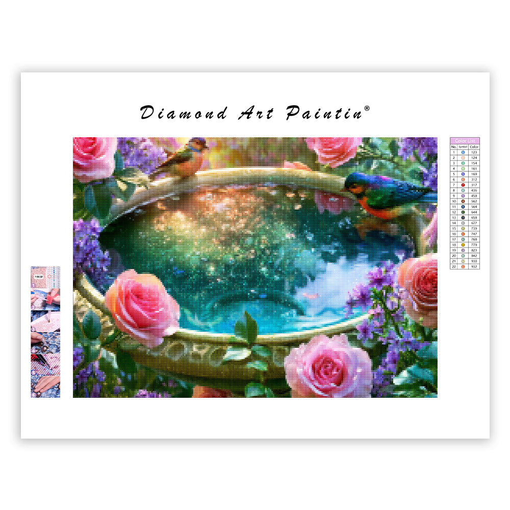 Crystal Birdbath - Diamond Painting