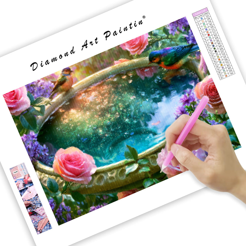 Crystal Birdbath - Diamond Painting