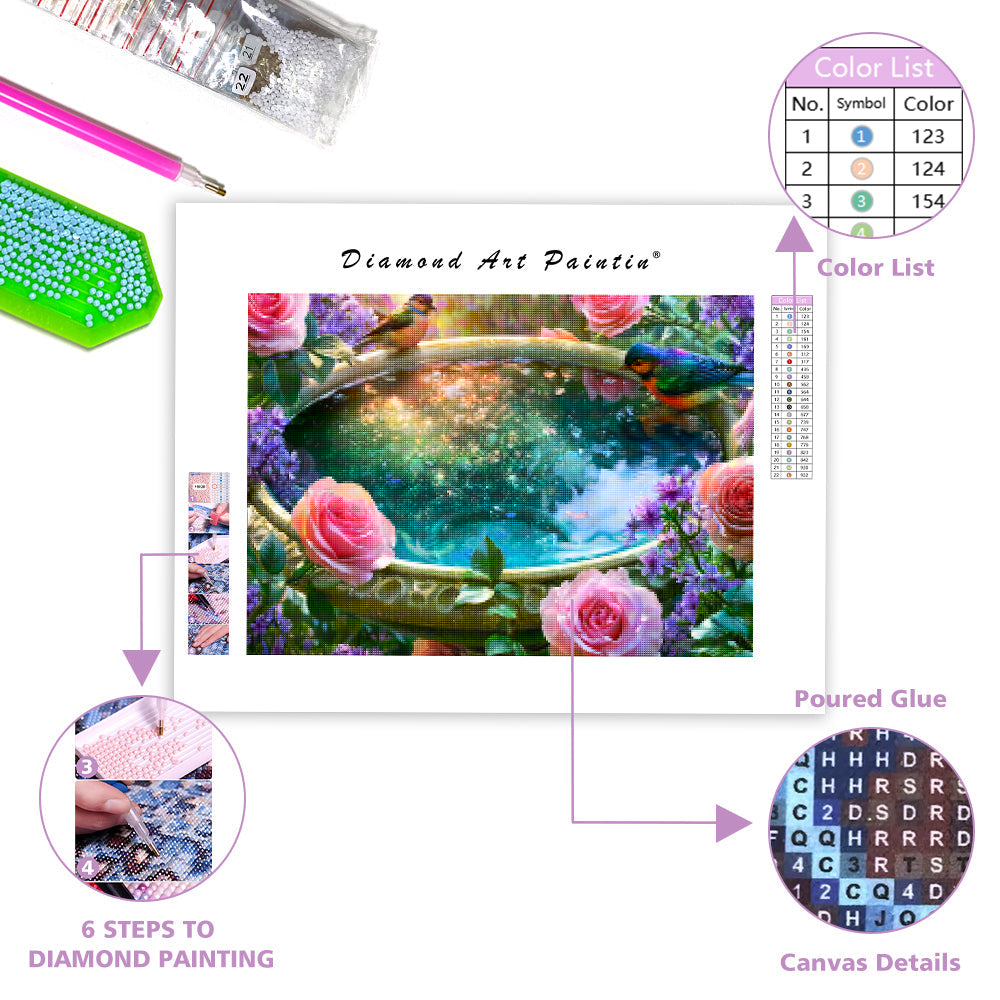 Crystal Birdbath - Diamond Painting