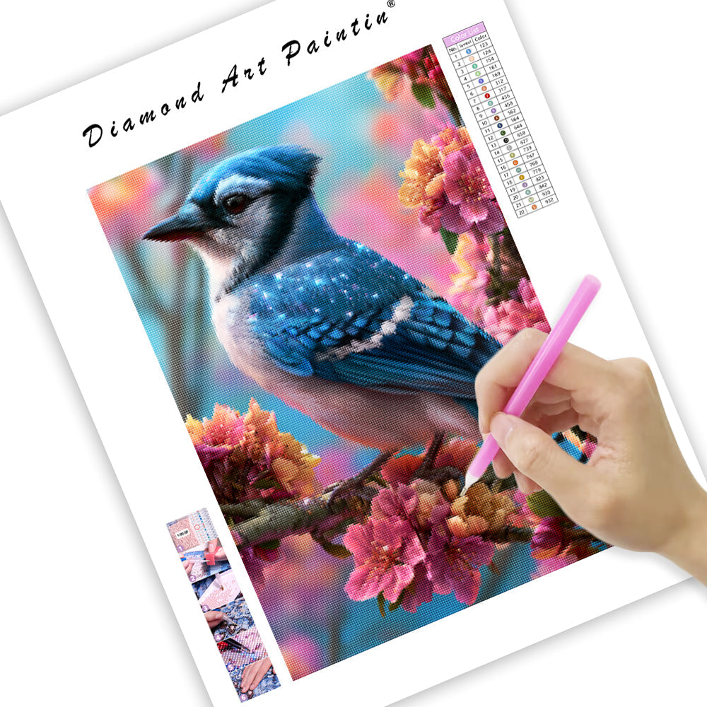 Crystal Blue Jay - Diamond Painting