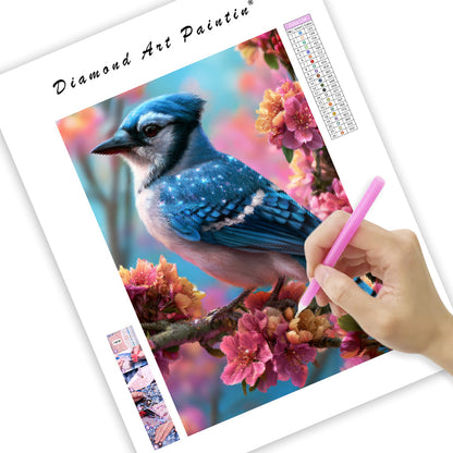 Crystal Blue Jay - Diamond Painting