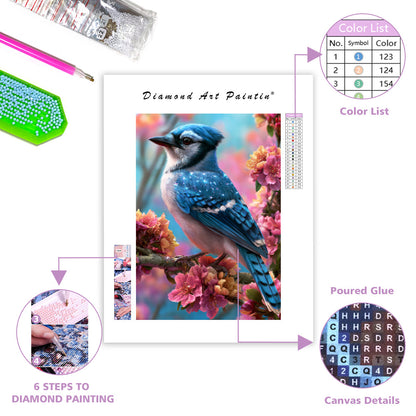 Crystal Blue Jay - Diamond Painting