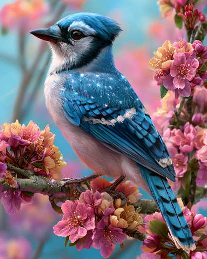 Crystal Blue Jay - Diamond Painting