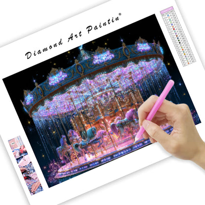 Crystal Carousel Night - Diamond Painting