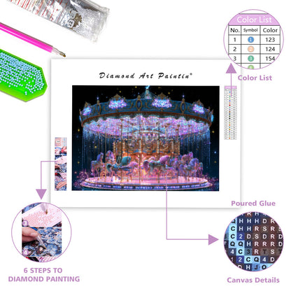 Crystal Carousel Night - Diamond Painting