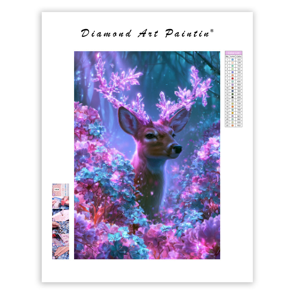 Crystal Flower Deer - Diamond Painting