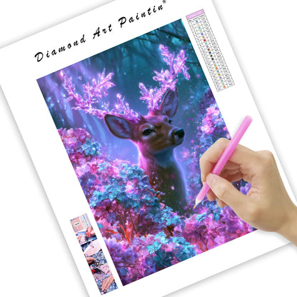 Crystal Flower Deer - Diamond Painting