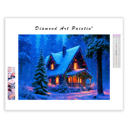 Crystal Snowy Cabin - Diamond Painting