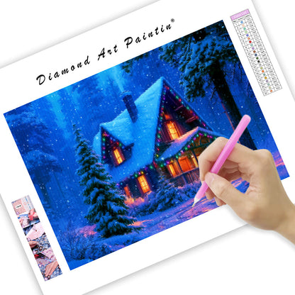 Crystal Snowy Cabin - Diamond Painting