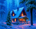 Crystal Snowy Cabin - Diamond Painting