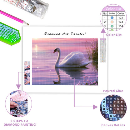 Crystal Swan Lake - Diamond Painting