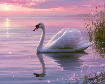 Crystal Swan Lake - Diamond Painting
