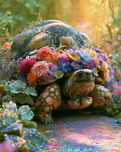 Crystal Tortoise Garden - Diamond Painting