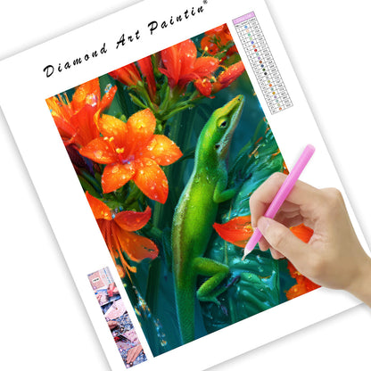 Emerald Anole - Diamond Painting