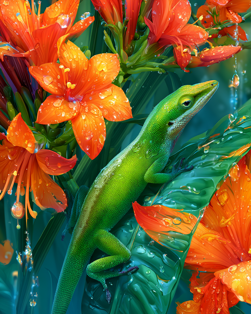 Emerald Anole - Diamond Painting