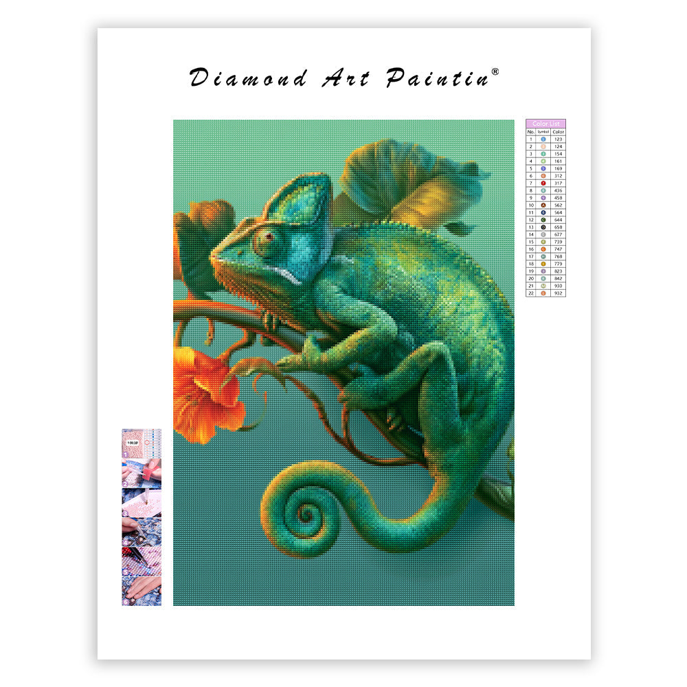 Emerald Chameleon - Diamond Painting