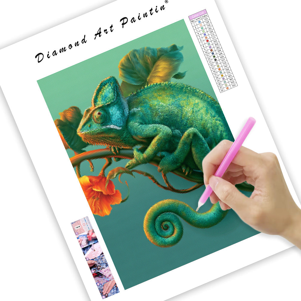 Emerald Chameleon - Diamond Painting