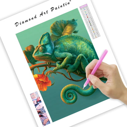 Emerald Chameleon - Diamond Painting
