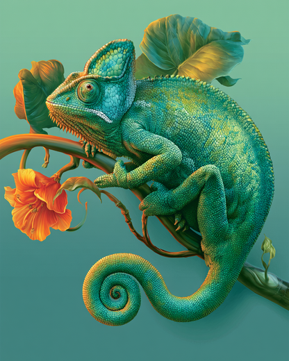 Emerald Chameleon - Diamond Painting