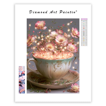 Enchanted Teacup Garden - Diamond Painting