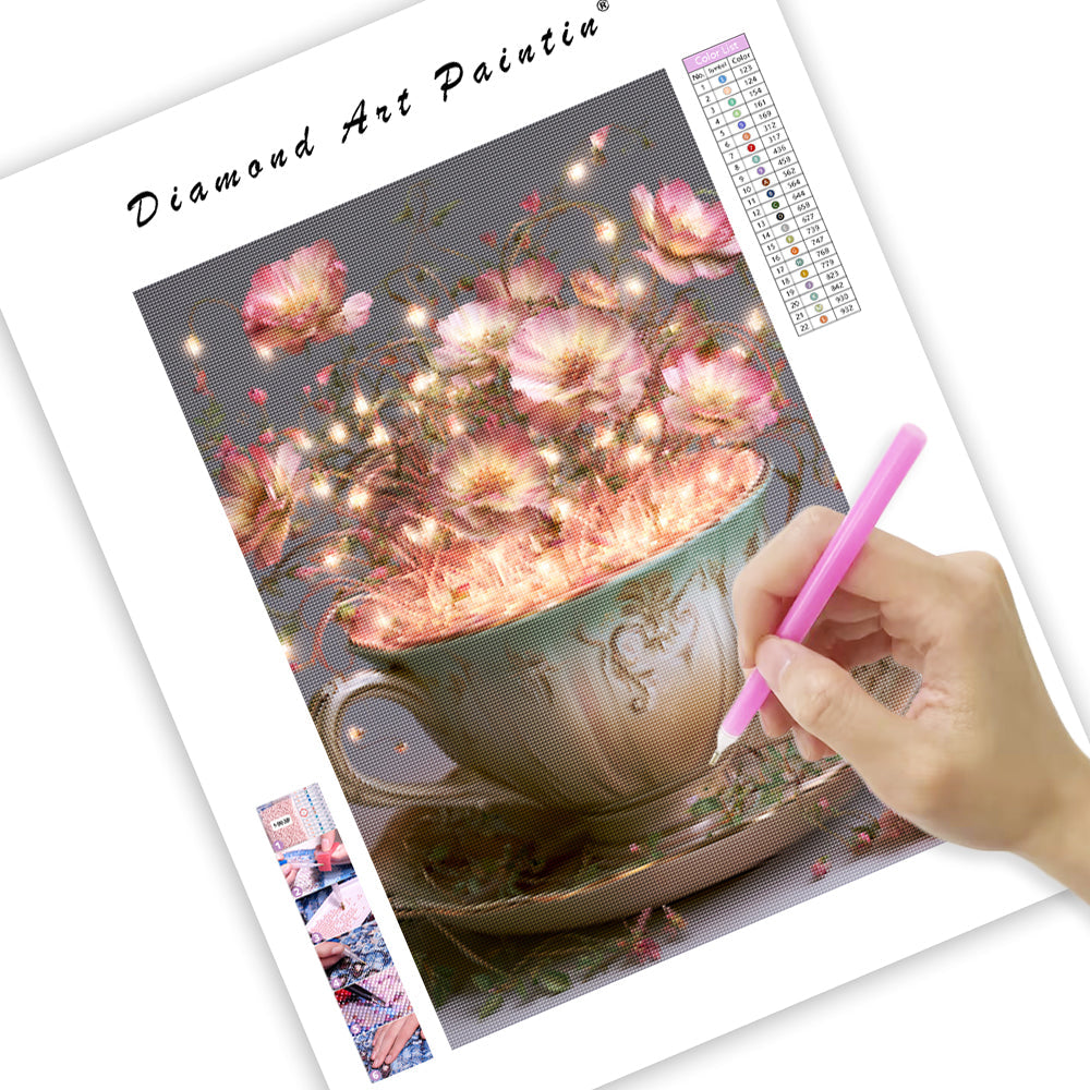 Enchanted Teacup Garden - Diamond Painting