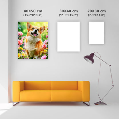 Floral Corgi - Diamond Painting
