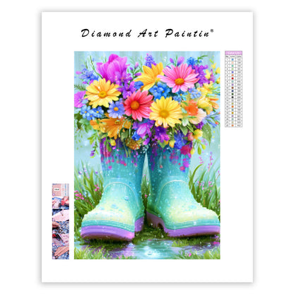 Floral Garden Boots - Diamond Painting