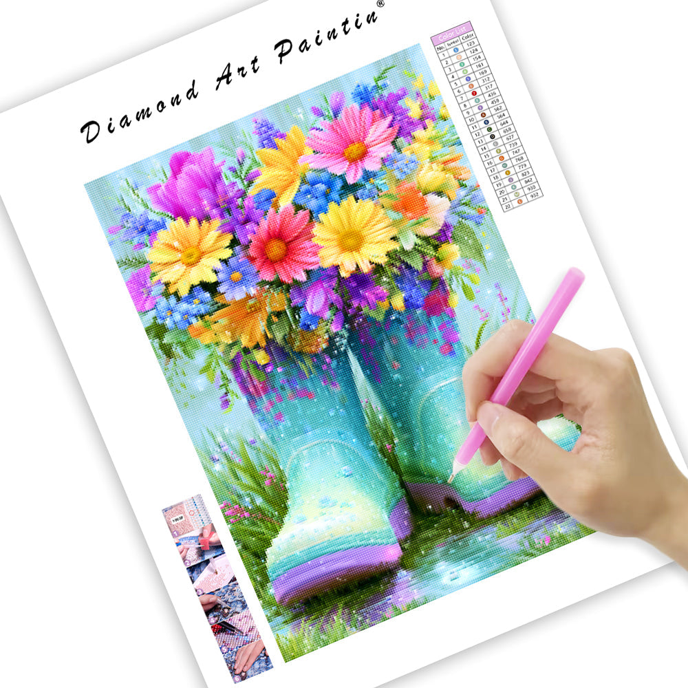 Floral Garden Boots - Diamond Painting