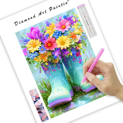 Floral Garden Boots - Diamond Painting