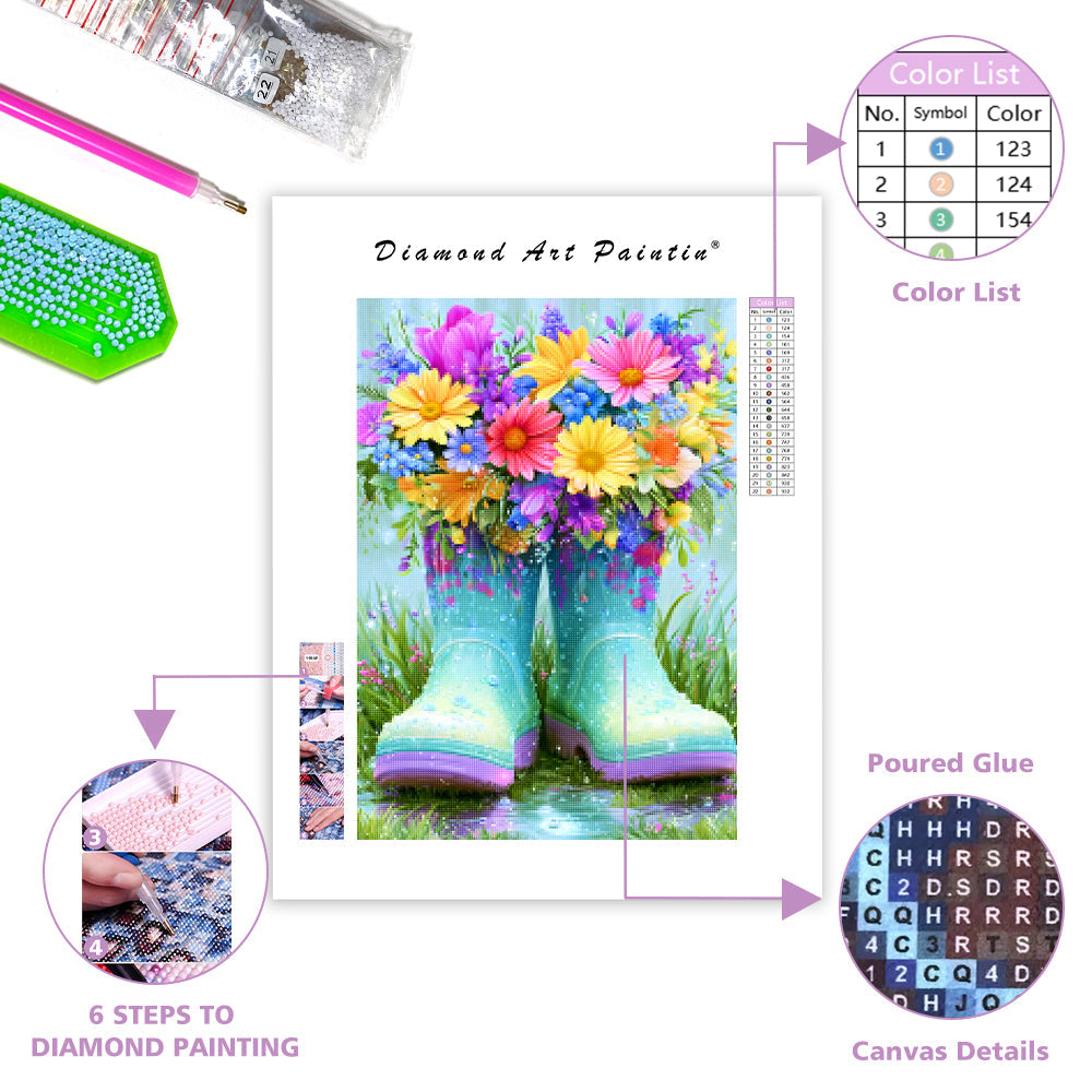 Floral Garden Boots - Diamond Painting