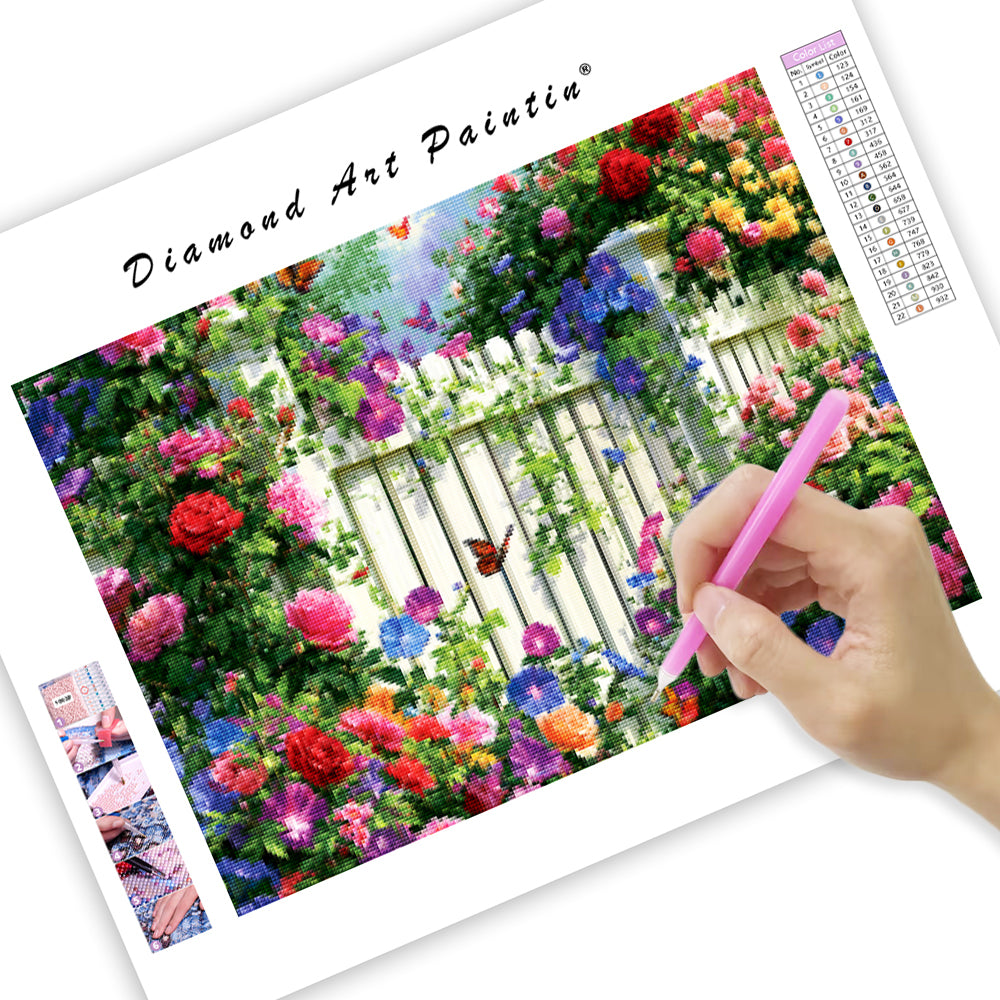 Floral Hedge Fence - Diamond Painting