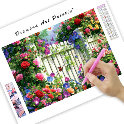 Floral Hedge Fence - Diamond Painting