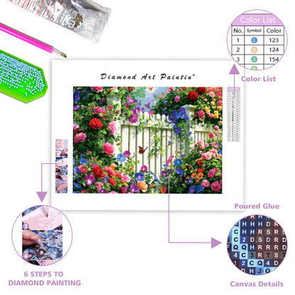 Floral Hedge Fence - Diamond Painting