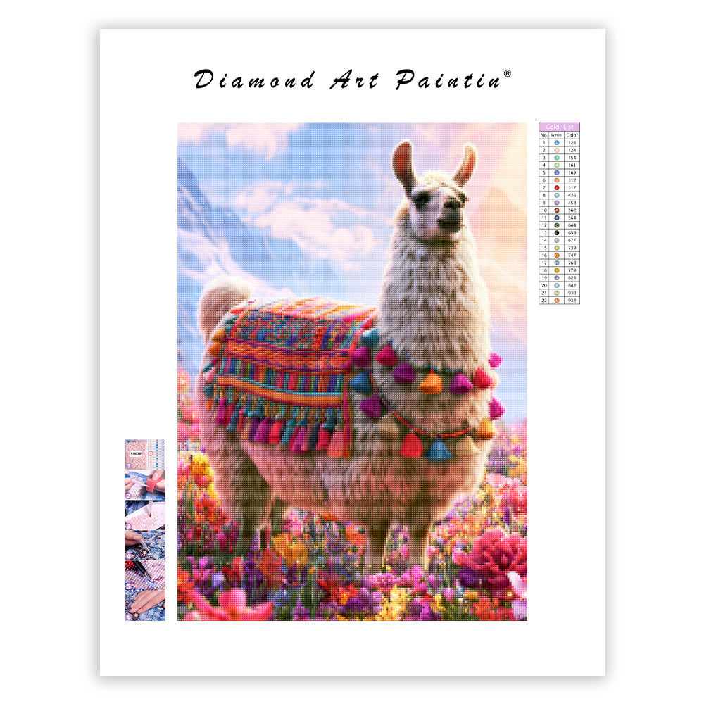 Floral Llama - Diamond Painting