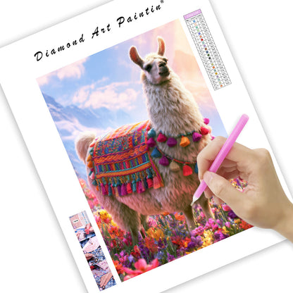 Floral Llama - Diamond Painting