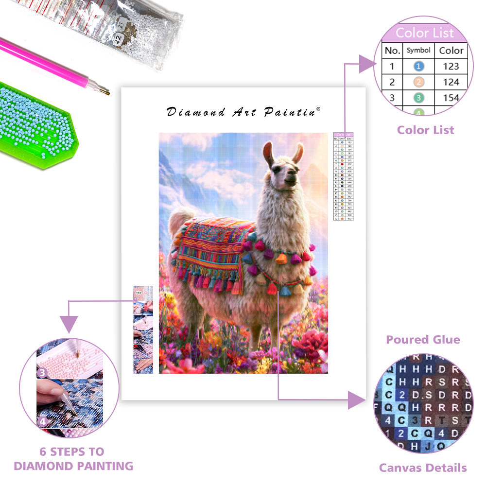 Floral Llama - Diamond Painting