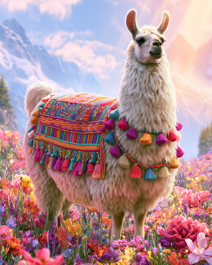 Floral Llama - Diamond Painting