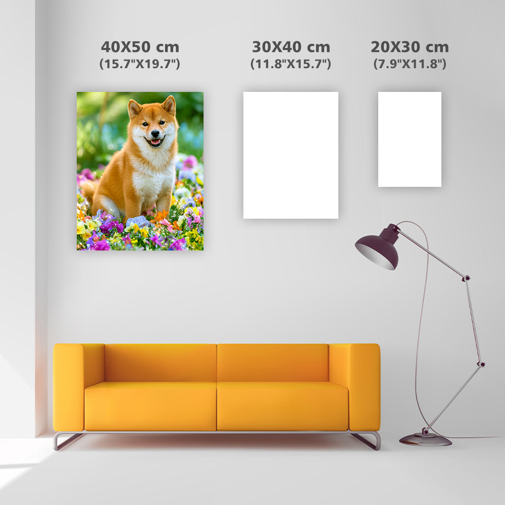 Floral Shiba Inu - Diamond Painting