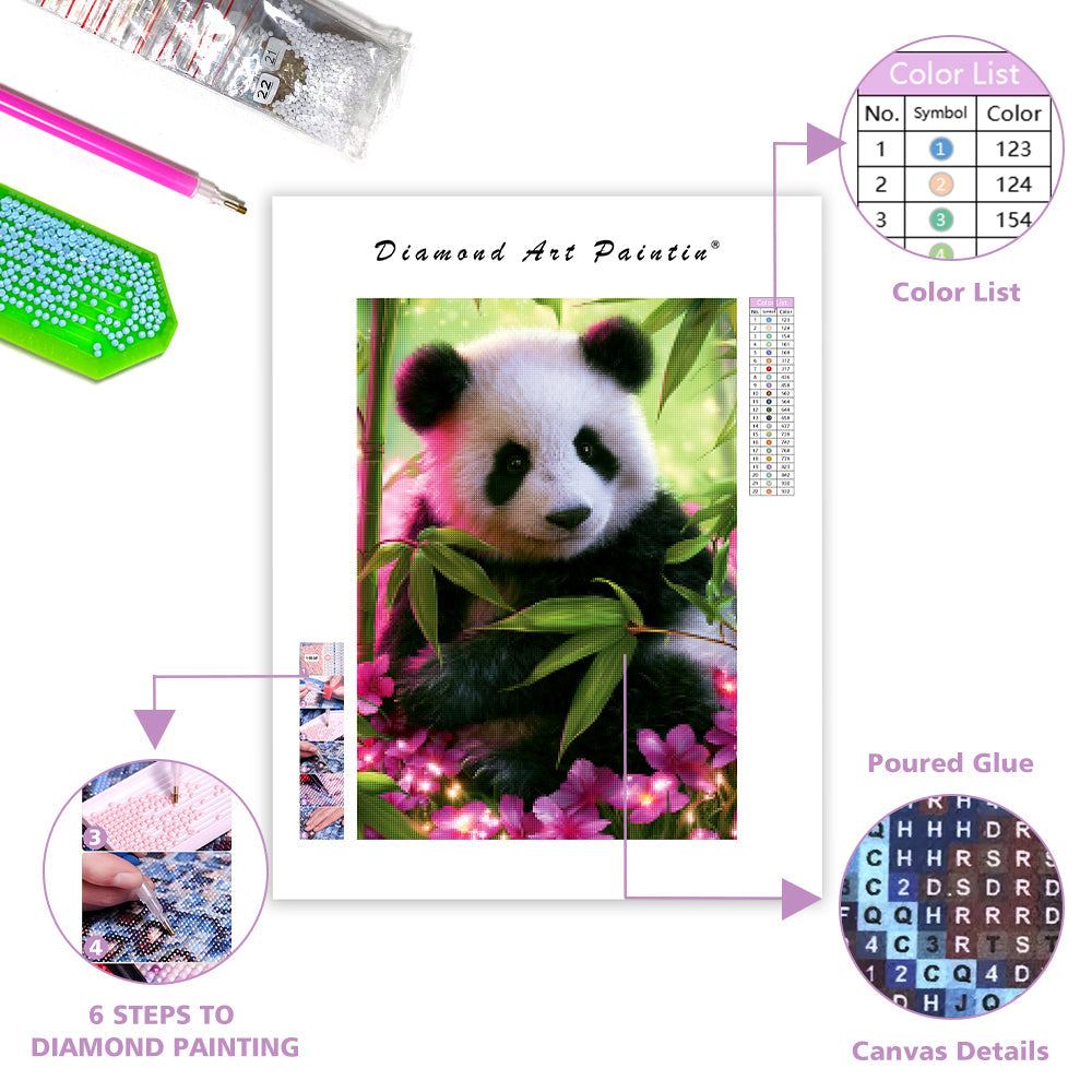 Flower Panda Light - Diamond Painting