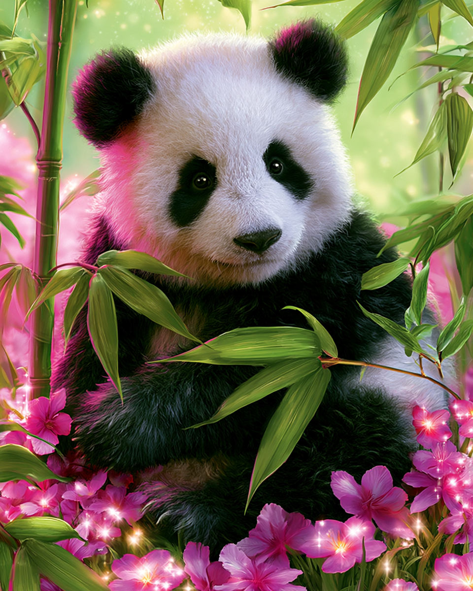 Flower Panda Light - Diamond Painting