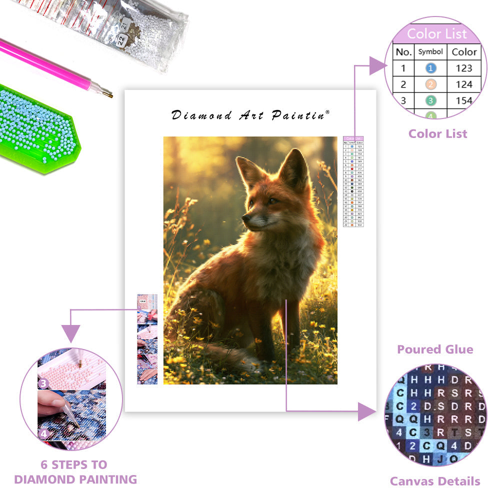 Fox in Flowers - Diamond Painting