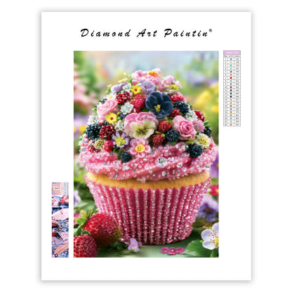 Garden Collage Cupcake - Diamond Painting