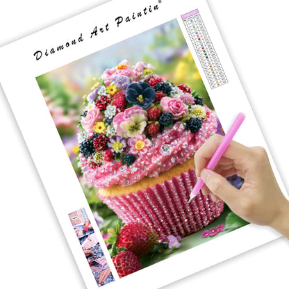 Garden Collage Cupcake - Diamond Painting