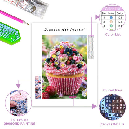 Garden Collage Cupcake - Diamond Painting