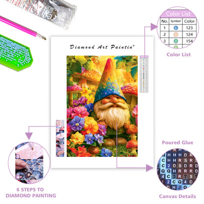 Garden Gnome Flowers - Diamond Painting