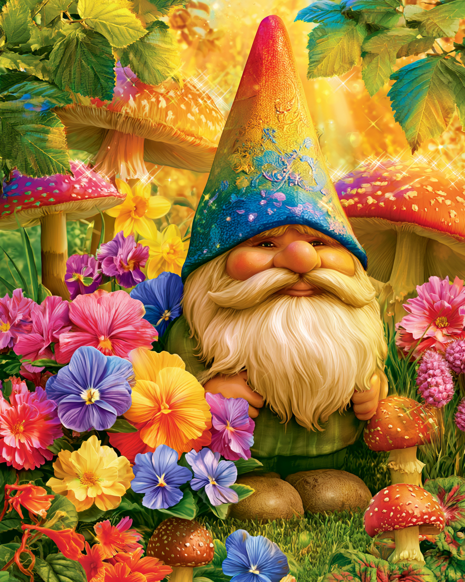 Garden Gnome Flowers - Diamond Painting